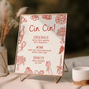 Det är Amore Red Illustrated Pub Menu Poster