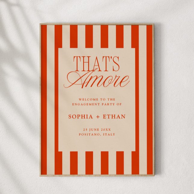 Det är Amore Red Rand Förlovningsfest Välkommen Poster (Skapare uppladdad)