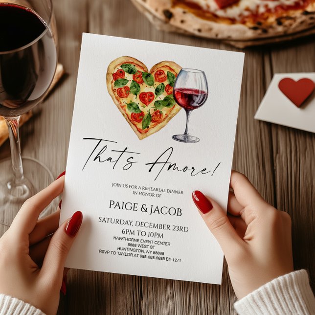 Det är Amore! Rehearsal Middag i Pizza Vin Bröllop Inbjudningar (Skapare uppladdad)