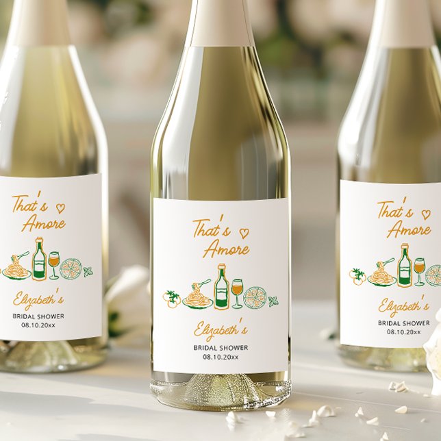 Det är Amore Rustik Italiensk Mat Bröllopsfest för Vinflaska Etikett (Skapare uppladdad)