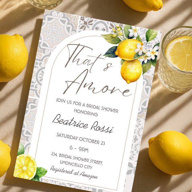Det är Amore Spritz Italienska Tiles Möhippa Inbjudningar (That's Amore Spritz Italian Tiles Bridal Shower Invitation)