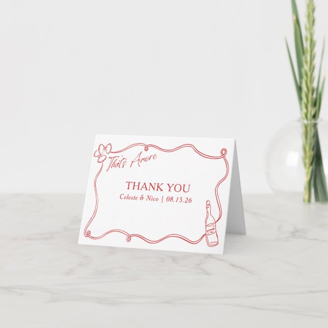 Det är Amore Whimsical Hand plockade Bröllop Tack Kort (Framsida)