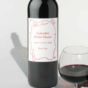 Det är Amore Whimsical Hand plockade Chic Italiens Vinflaska Etikett