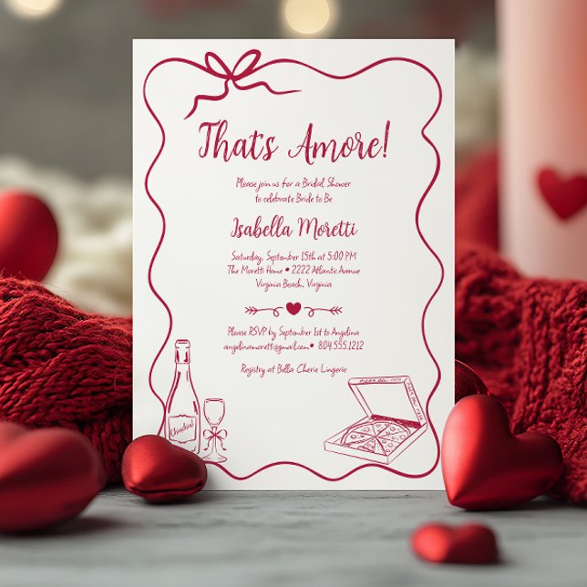 Det är Amore Whimsical Hand plockade Möhippa Inbjudningar (That's Amore Bridal Shower Invitation)