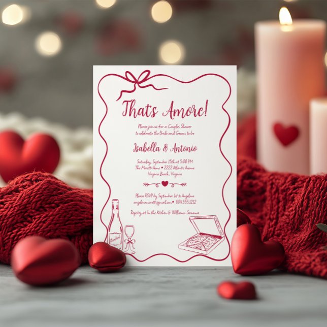Det är Amore Whimsical Hand plockade Par Shower Inbjudningar (That's Amore Couples Shower Invitation )
