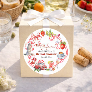 Det är Amore Whimsical italiensk bröllopsdusch Runt Klistermärke