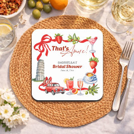 Det är Amore Whimsical italiensk bröllopsdusch Underlägg Papper Kvadrat