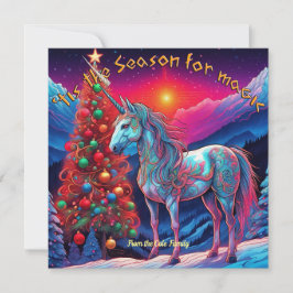 Det är årstid för magi, enhörningsplatt firande av julkort