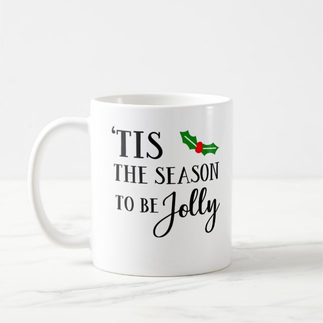 Det Är Årstiden Att Vara Jul Mistel Kaffemugg (Vänster)