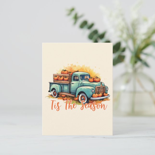 Det Är Årstiden Pumpa Lastbil Vykort (Stående Fram)