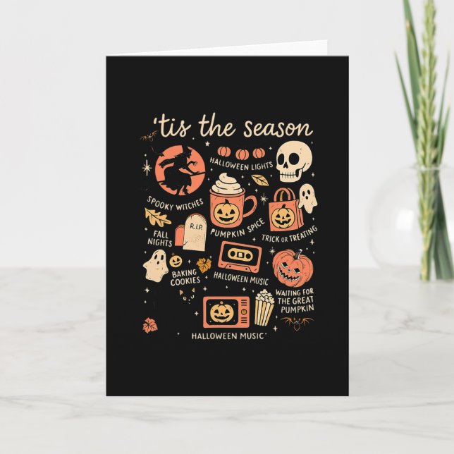 Det Är Årstiden Pumpa Löv Höst Halloween  Kort (Framsida)