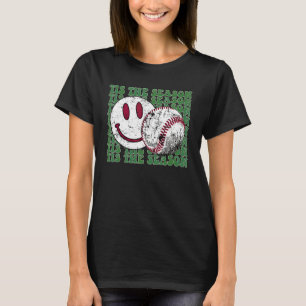 Det Är Årstiden Retro Basebollspel Groovy Glad Fa T Shirt