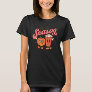 Det Är Årstiden Vintage Retro Stil Pumpa Höst T Shirt