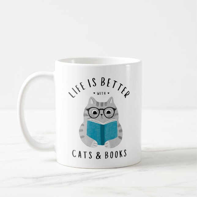 Det är bättre med Cats och Bokar Kaffemugg (Vänster)
