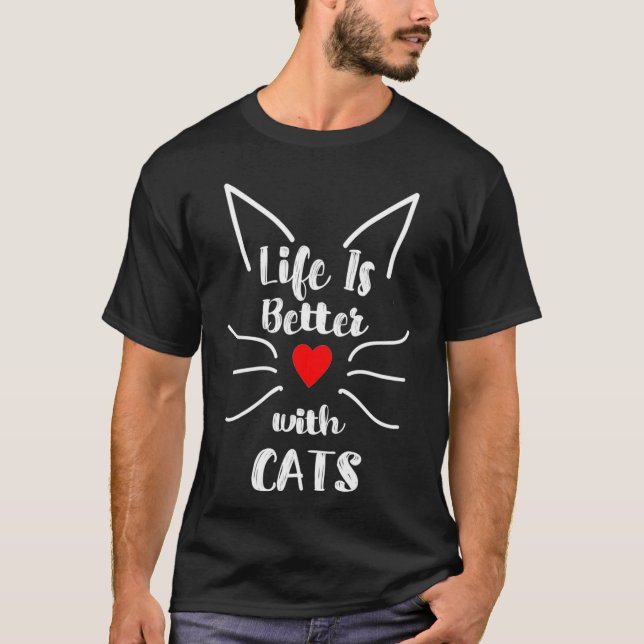 Det är bättre med Katt för kvinnor i Öron T Shirt (Framsida)