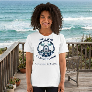 Det är Beach O Clock Tropiska Träd Blå Havsvibbar T Shirt