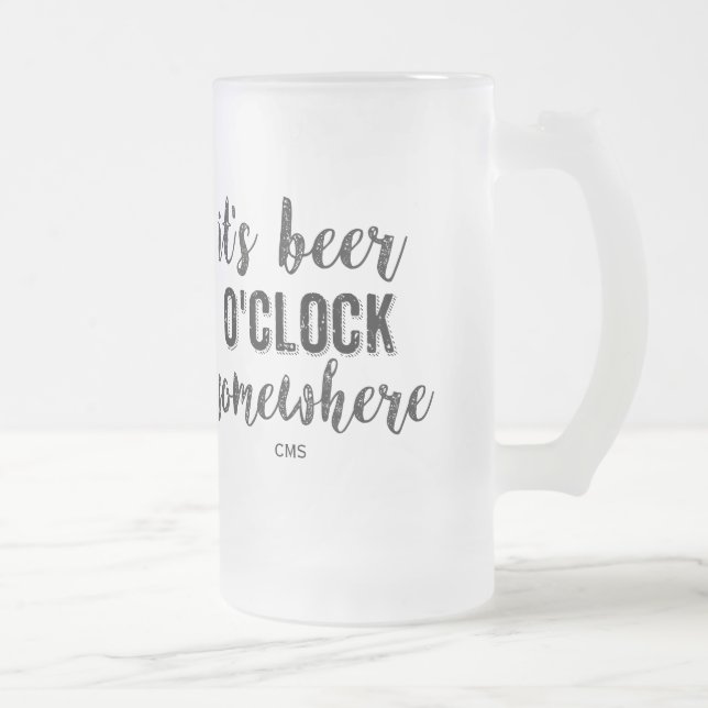 Det är Beer O'Clock nånstans underbara Vintage Mon Frostat Ölglas (Höger)