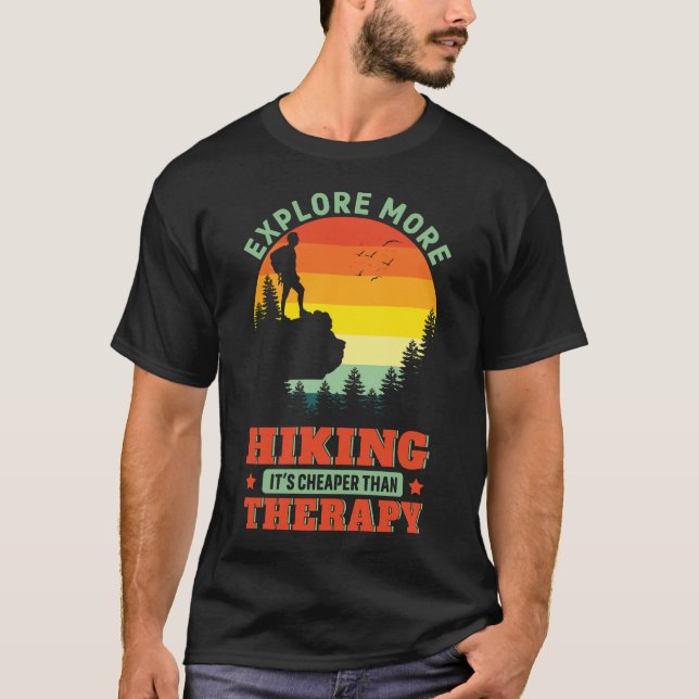 Det är billigare än terapi Hike Hiker Funny T Shirt (Framsida)