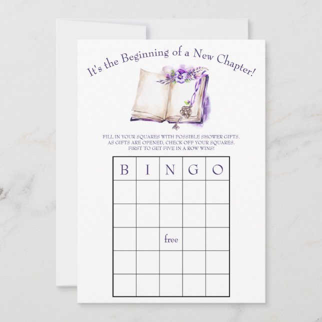 Det är början på ett nytt kapitel! BINGO-spel Inbjudningar (Framsida)