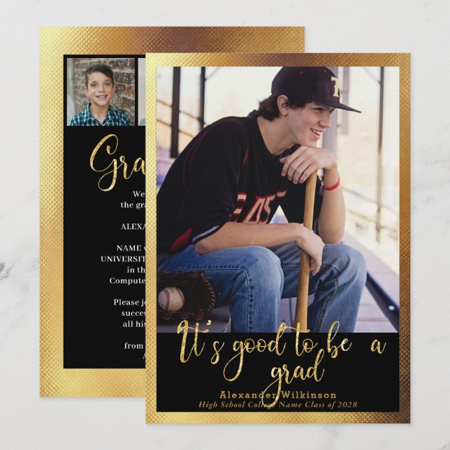 DET ÄR BRA ATT VARA ETT GRAD Guld Script 4-foto Meddelande (Fram/baksida)