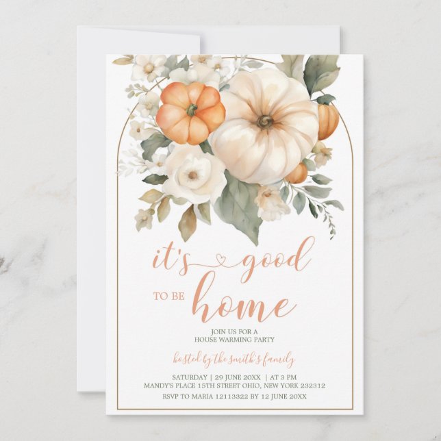 Det är Bra att vara hemma Pumpkin Houseworm Party Inbjudningar (Framsida)