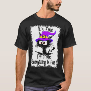 Det är bra jag är bra kuslig svart katt häxa hallo t shirt