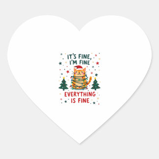 Det är bra jag mår bra allt är bra Xmas katt jultr Hjärtformat Klistermärke