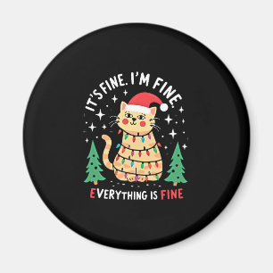 Det är bra jag mår bra allt är bra Xmas katt jultr Magnet