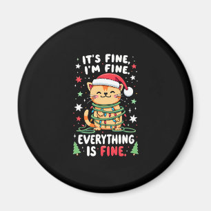 Det är bra jag mår bra allt är bra Xmas katt jultr Magnet