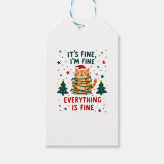 Det är bra jag mår bra allt är bra Xmas katt jultr Presentetikett