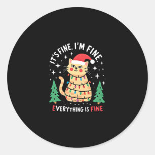 Det är bra jag mår bra allt är bra Xmas katt jultr Runt Klistermärke