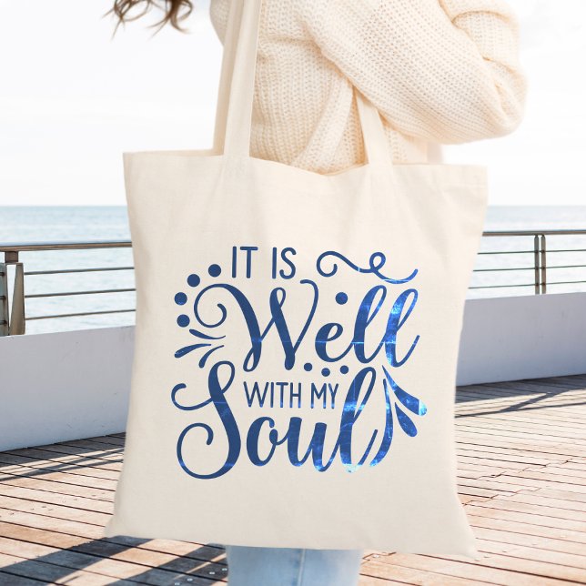 Det är bra med min Soul Tygkasse (It is Well with my Soul Faith Based Christian Tote Bag)