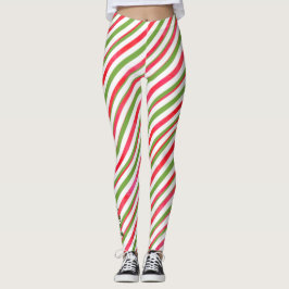 "Det är Candy cane Season" Grönt och Röda Rand Leggings
