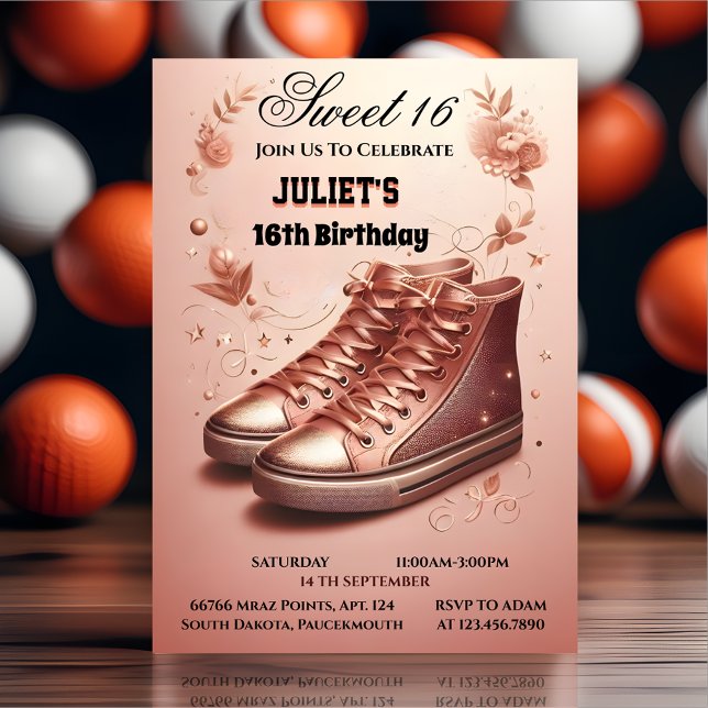 Det är Chic Girl Sweet 16 Sneaker Boll 16:e födels Inbjudningar (Skapare uppladdad)