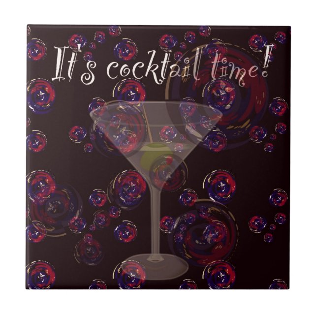 Det är cocktailtid, rolig martini bubbelmönster kakelplatta (Framsidan)