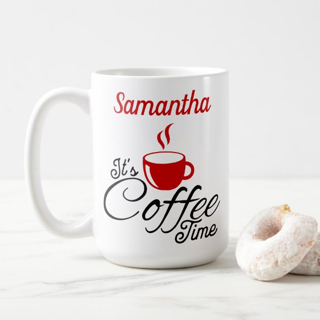 Det är Coffee Time Red Design Kaffemugg (Med munk)