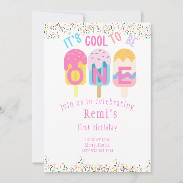 Det är Coola att vara en födelsedagsfest med popsi Inbjudningar (Framsida)
