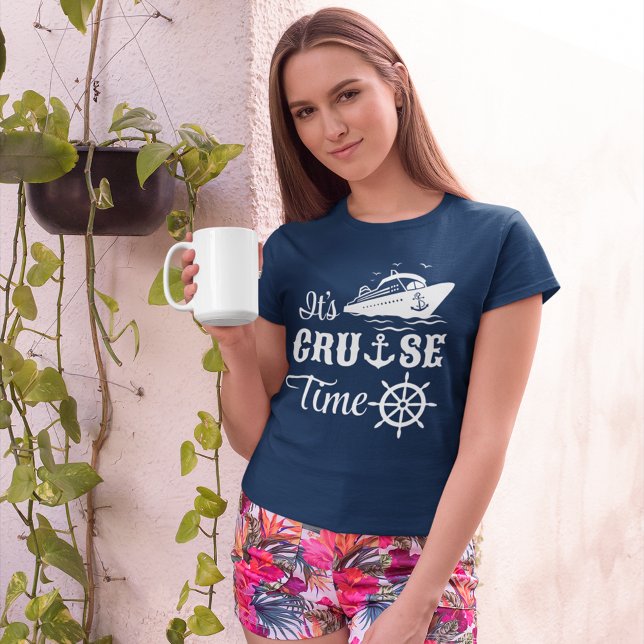 Det är Cruise Time White Typography T Shirt (Skapare uppladdad)