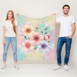 Det är dags att blomma Tie Dye blommor Fleecefilt