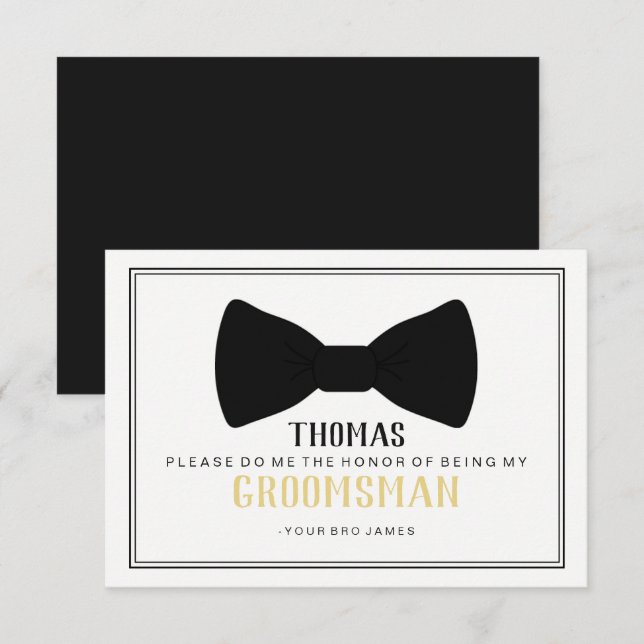 Det är dags att Kostym upp Groomsman Card - Black  Inbjudningar (Fram/baksida)