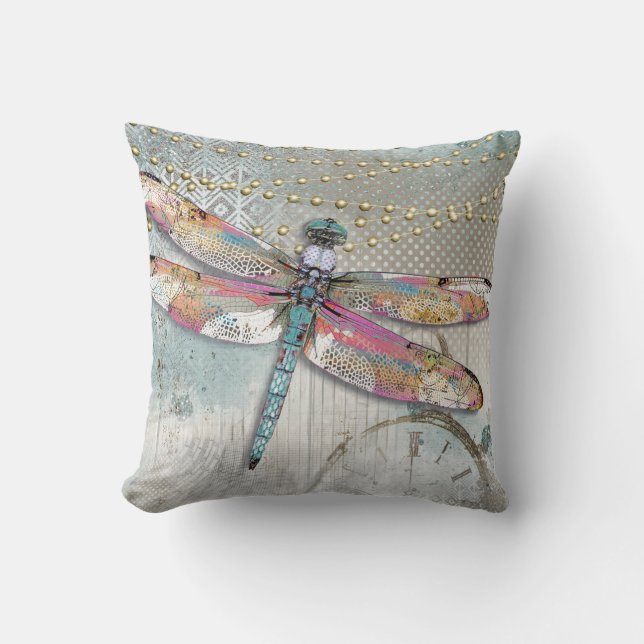 Det är dags att skina Dragonfly Premium Pillow Kudde (Framsida)