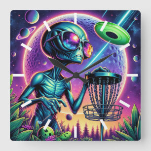 Det är dags att skiva golf Alien Fyrkantig Klocka