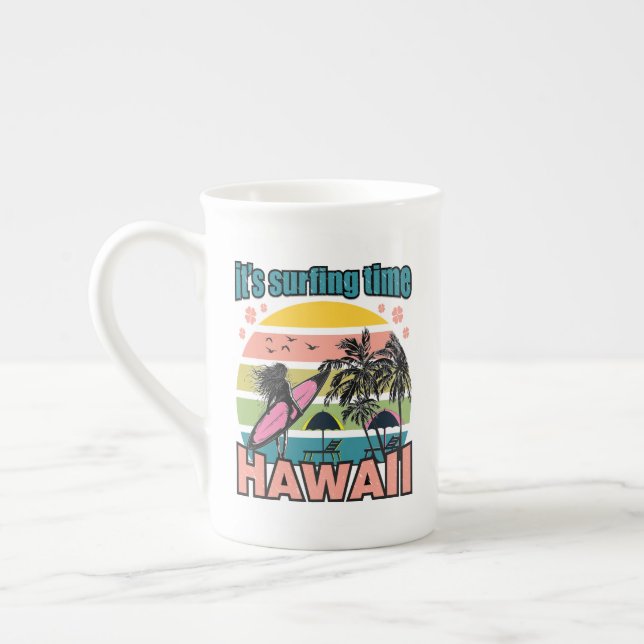 Det är dags att surfa - Hawaii Benporslin Mugg (Vänster)