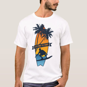 Det Är Dags Att Surfa Solnedgång Palmträd Surfande T Shirt
