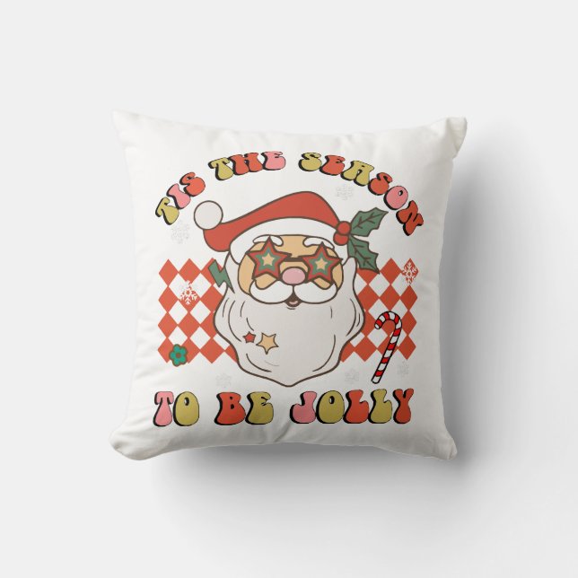 Det Är Dags Att Vara Glad Jul Tomte Retro G Kudde (Framsida)
