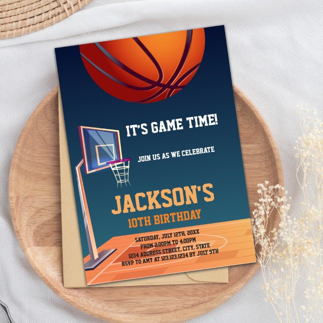 Det är dags för basketsporter inbjudningar (It's Game Time Basketball Invitations)