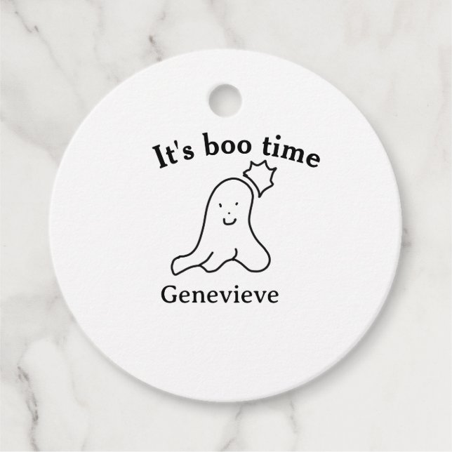 Det är dags för namn Halloween-datumspöksvart Gåvor Etiketter (Framsida)