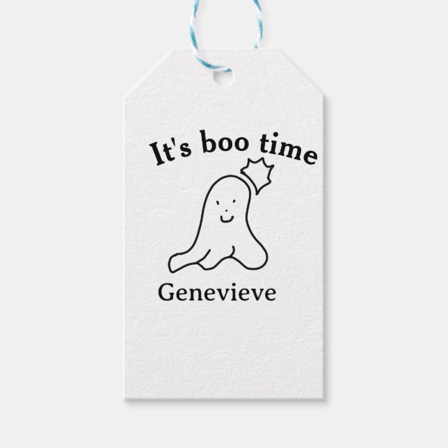 Det är dags för namn Halloween-datumspöksvart Presentetikett (Framsidan)