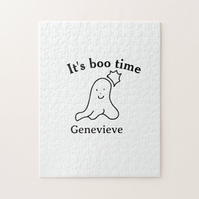 Det är dags för namn Halloween-datumspöksvart Pussel (Vertikal)