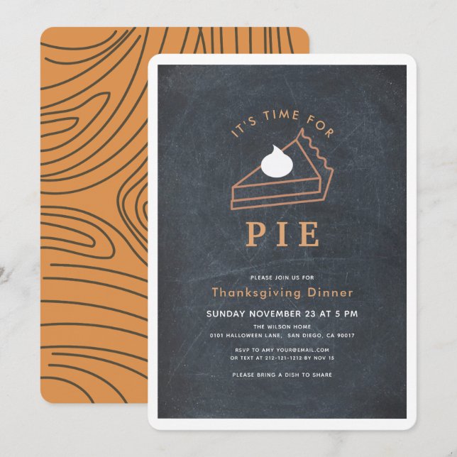 Det är dags för Paj Thanksgiving-middagen för kalk Inbjudningar (Fram/baksida)